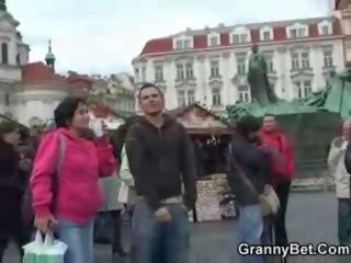 Granny tourist gets picked up and pounded