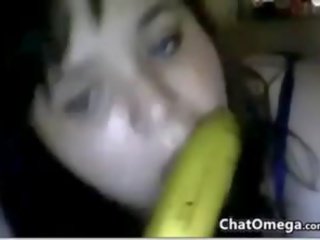 Debelušne kamera adolescent s a banana