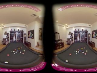 VR PORN-Mom Seduces Her Step young woman To Have porn On The Pool Table