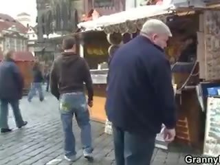 Granny tourist jumps on cock